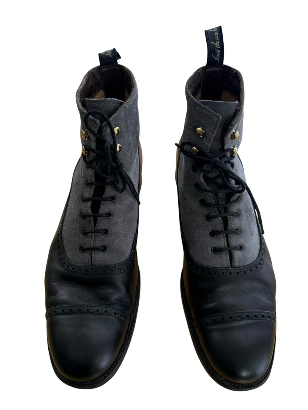Grenson Foot the Coacher Limited Rare Boots Grey/Black Leather US Men 7.5/ W 9